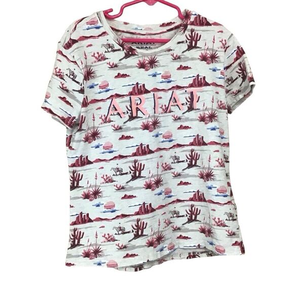 ARIAT REAL Yuma Landscape Print Girls Short Sleeve T-Shirt S (8) - Picture 1 of 7